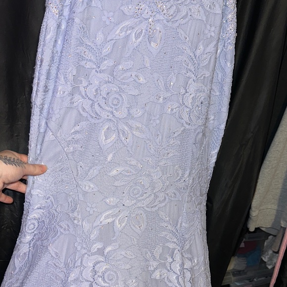La Femme Lavender Lace Prom Dress - Picture 7 of 12